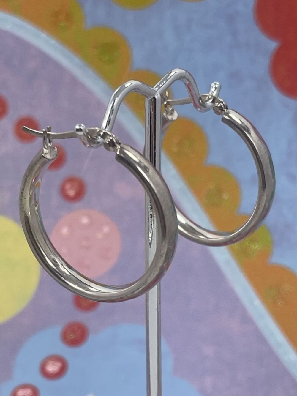 Sterling Silver 925 TH Thick Hoop Earrings 5mm Wide NOS